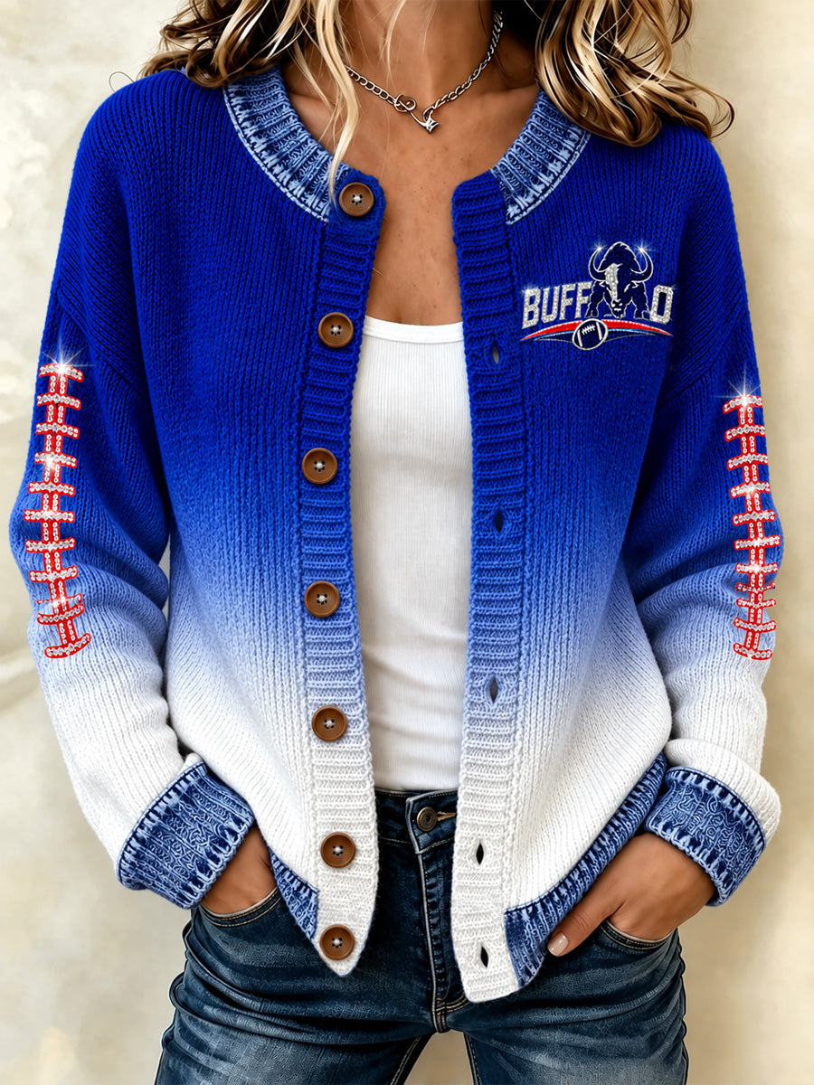 Women's Football Lover Buffalo Print Cardigan