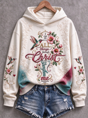 Women's Casual "Faith" Cross-Print Regular Sweatshirt