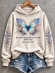 Women's Casual "Faith" Cross-Print Regular Sweatshirt
