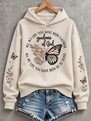 Women's Casual "Faith" Cross-Print Regular Sweatshirt
