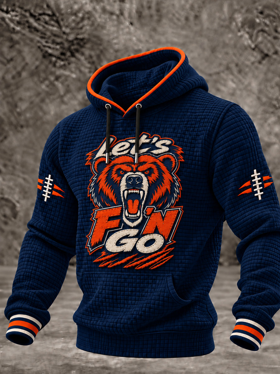 Men's Football Gameday Gift For Football Fans Checkered Cotton Hoodie