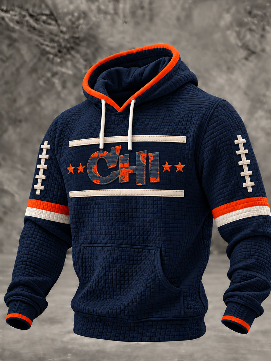 Men's Football Gameday Gift For Football Fans Checkered Cotton Hoodie