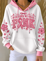 Women's Pink Breast Cancer Awareness Printed Hoodie