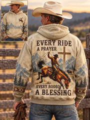 Men's Retro Western Style Faith Lover Art Printed Hoodie