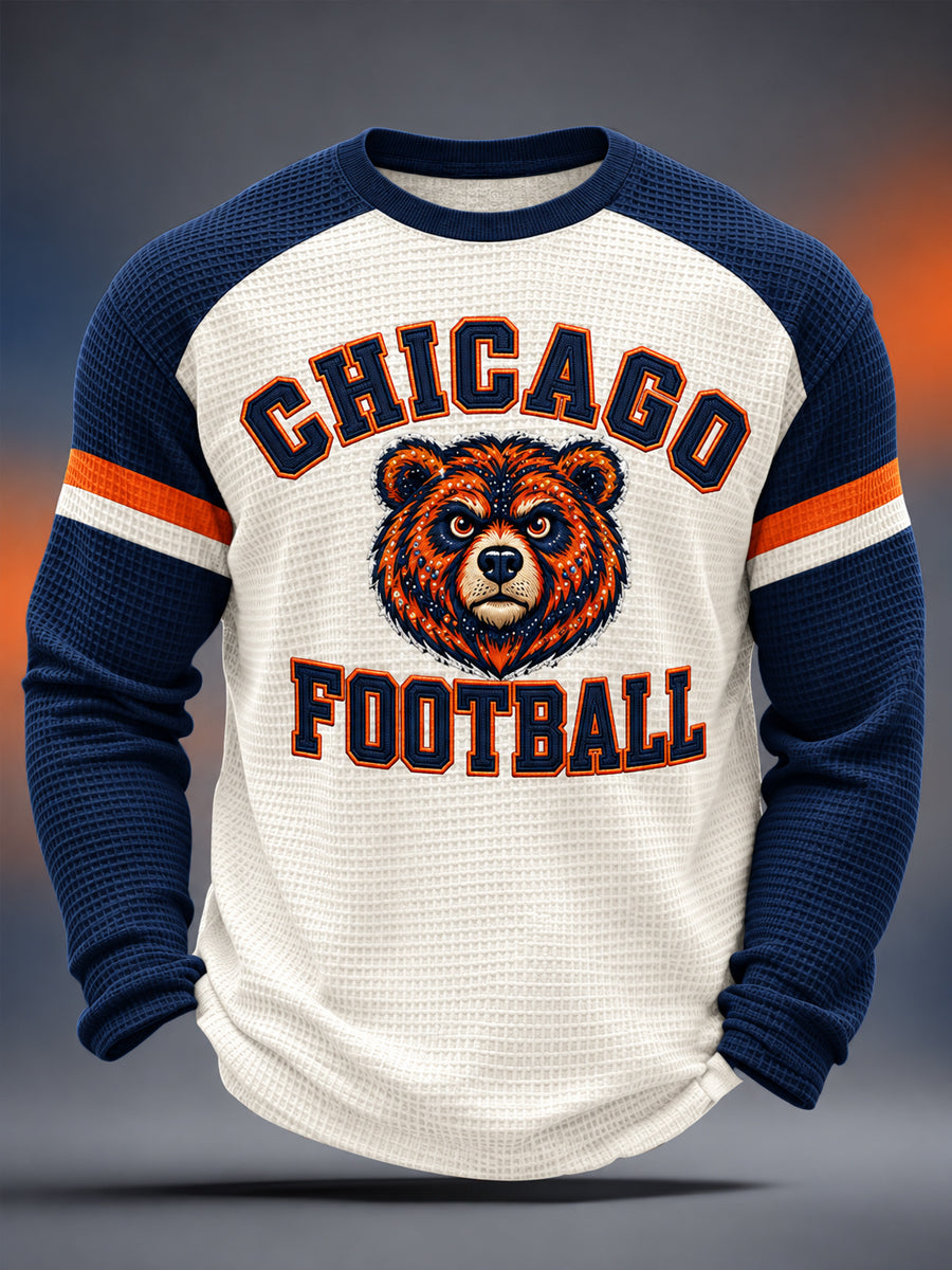 Men's Football Gameday Gift For Football Fans Casual  Waffle Long Sleeve T-Shirt