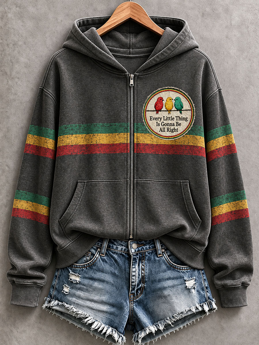 Women's Every Little Thing Is Gonna Be All Right Hooded Cardigan