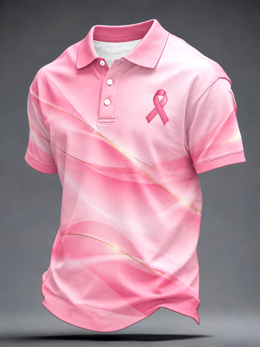Men's Real Men Wear Pink Breast Cancer Awareness Print Shirt
