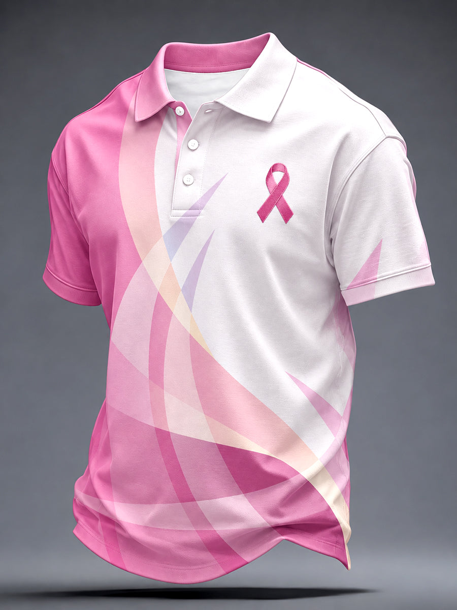 Men's Real Men Wear Pink Breast Cancer Awareness Print Shirt