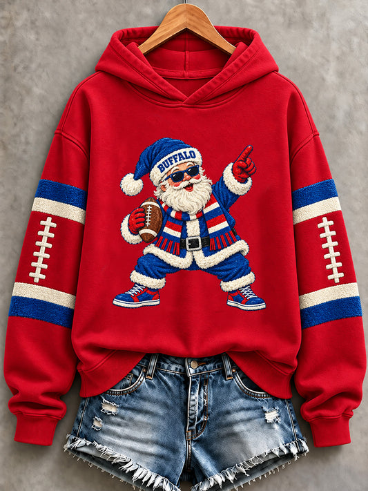 Women's Football Lover Buffalo Print Casual Hoodie
