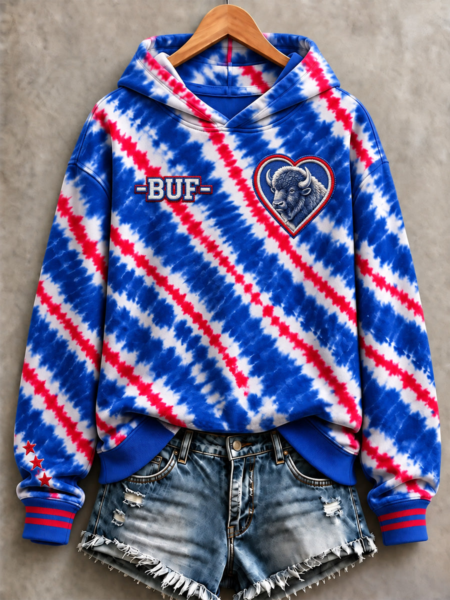 Women's Football Lover Buffalo Print Casual Hoodie