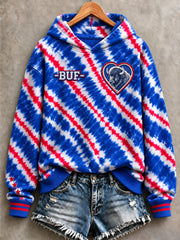 Women's Football Lover Buffalo Print Casual Hoodie