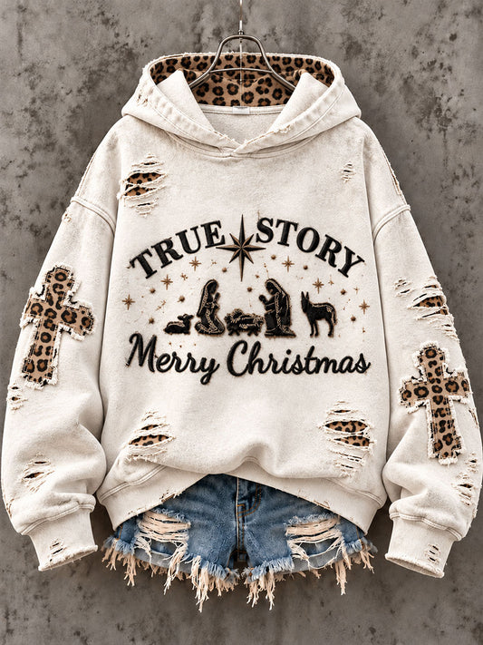 Women's True Story Nativity, Christmas Gift for Christian Regular Sweatshirt