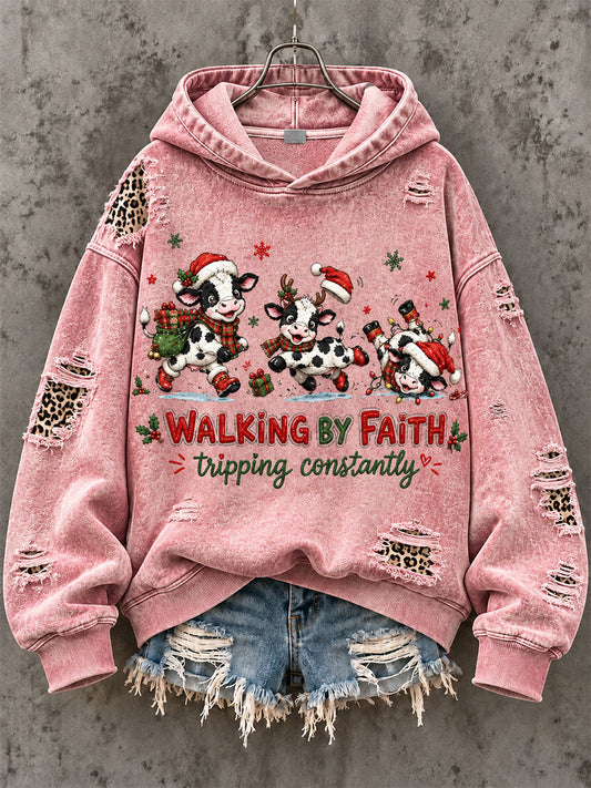 Women's Walking By Faith, Christmas Gift for Christian Regular Sweatshirt