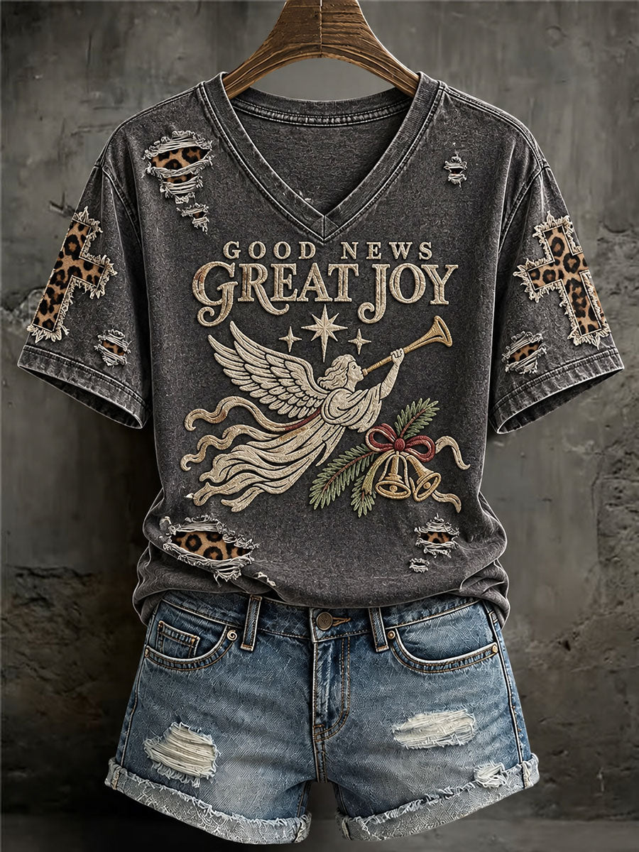 Women's Good News Great Joy, Christmas Gift for Christian T-shirt