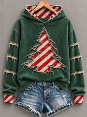 Women's Vintage Christmas Tree  Art Regular Hoodie