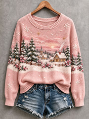 Women's Christmas Landscape Cozy Knit Sweater