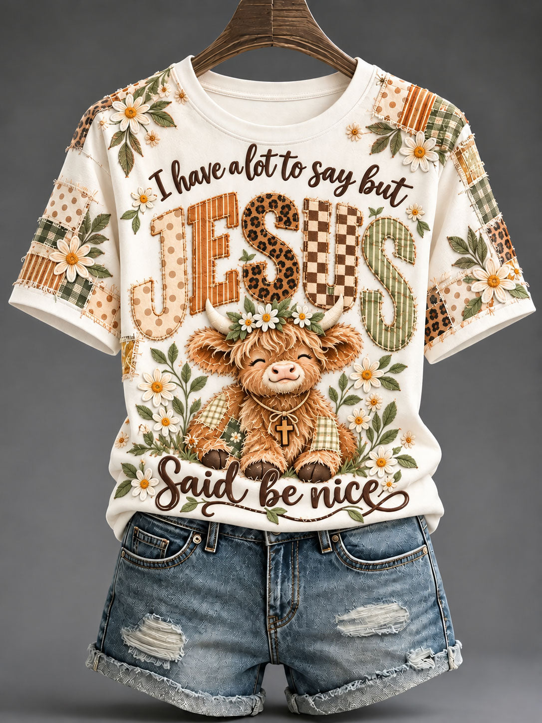 Women's 'I Have A Lot To Say But Jesus Said Be Nice' Printed Casual T-Shirt