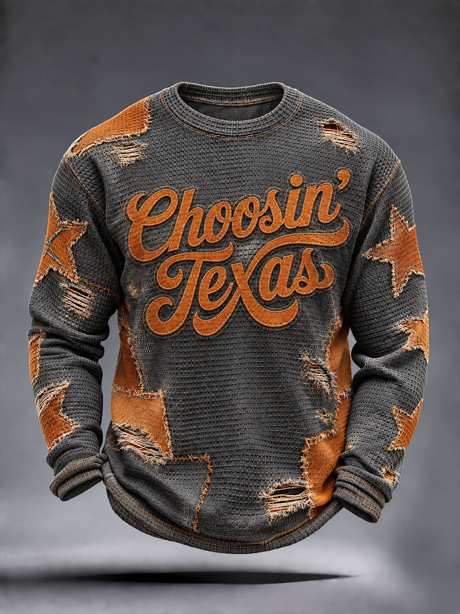 Men's Football Game Day Casual Waffle Long Sleeve T-Shirt