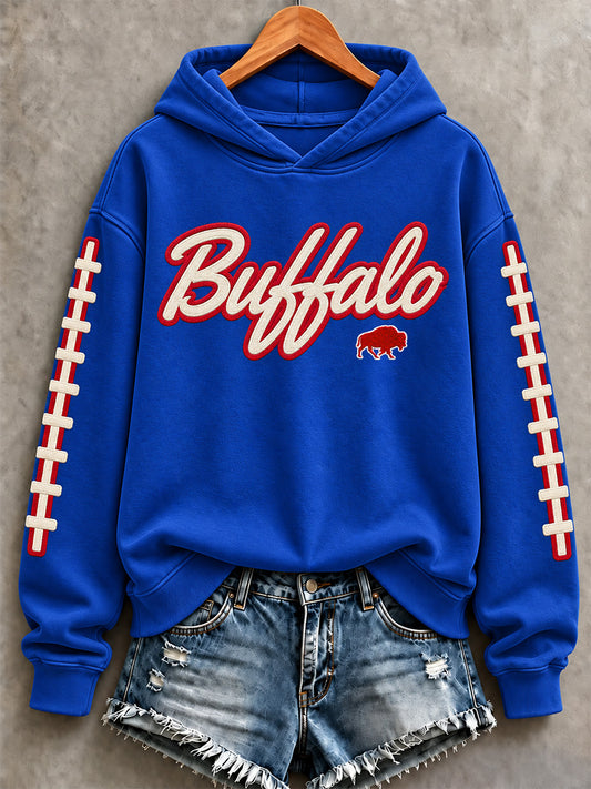 Women's Football Lover Buffalo Print Casual Sweatshirt