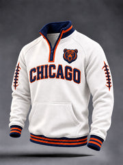 Men's Football Gameday Gift For Football Fans Print Zip-Up Hoodie