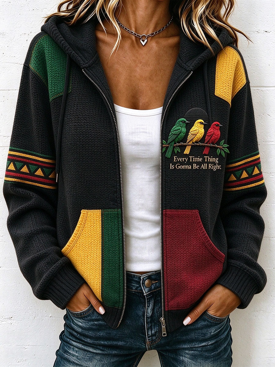 Women's Every Little Thing Is Gonna Be All Right Cozy Knit Cardigan
