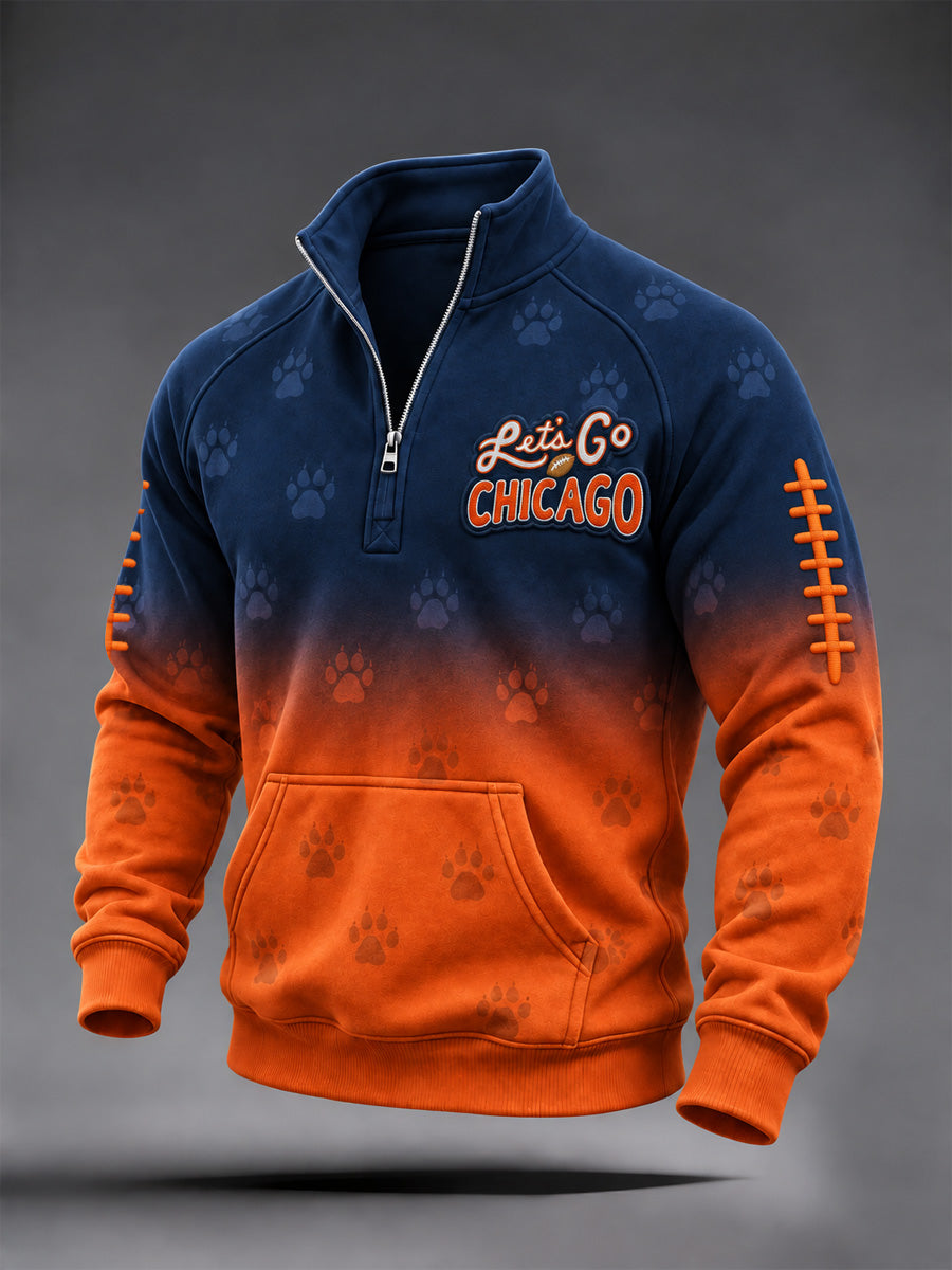 Men's Football Gameday Gift For Football Fans Print Zip-Up Hoodie