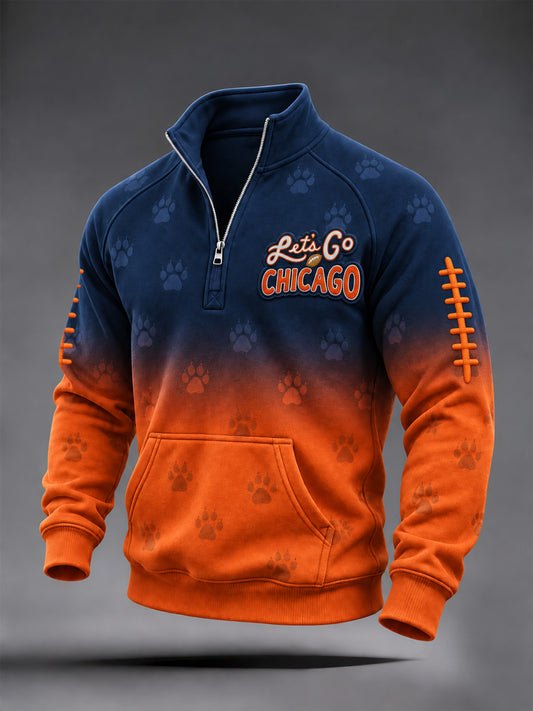 Men's Football Gameday Gift For Football Fans Print Zip-Up Hoodie