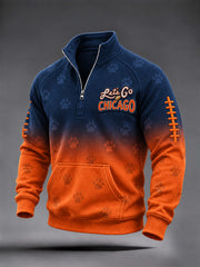Men's Football Gameday Gift For Football Fans Print Zip-Up Hoodie