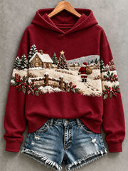 Women's Christmas Landscape Print Hoodie