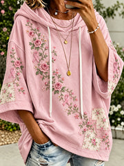Women’s Pink Rose and Pink Charity Ribbon Pattern Casual Hoodie