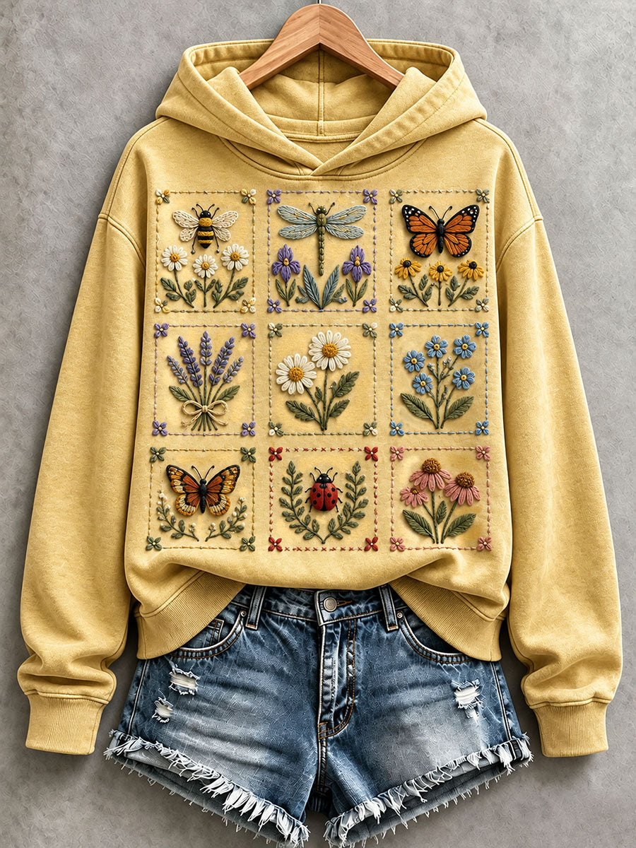 Women’s Floral and Insect Art Hoodie