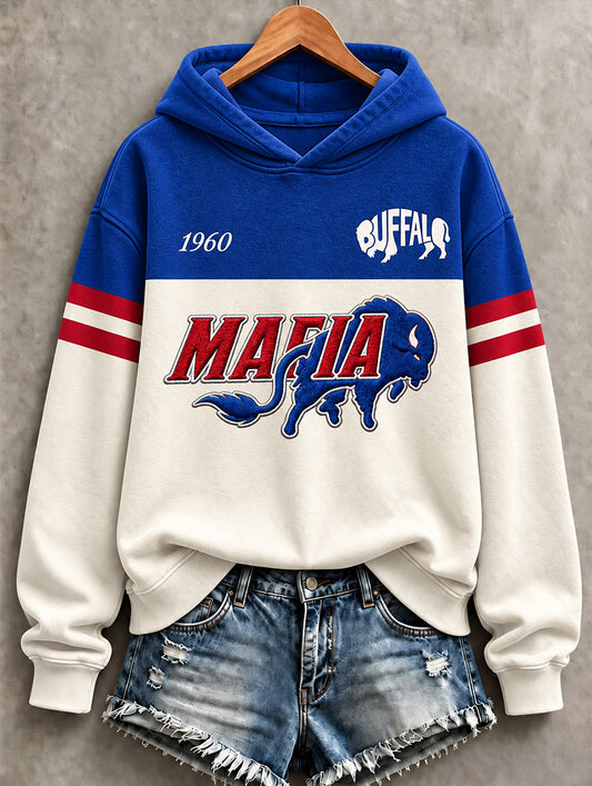 Women's Football Lover Buffalo Print Casual Sweatshirt