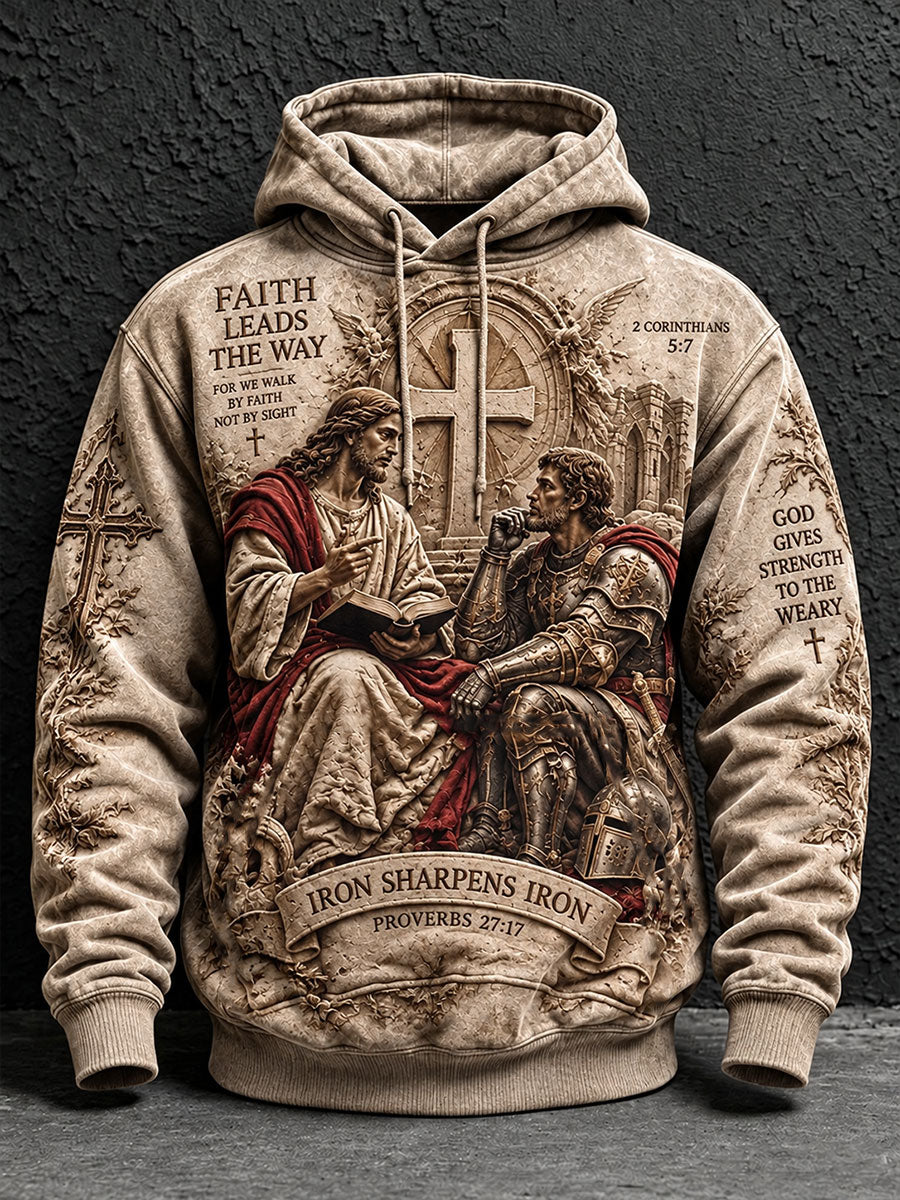 Men's Faith Print Oversized Drop-Shoulder Hoodie