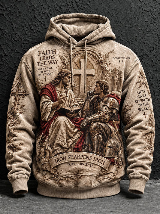 Men's Faith Print Oversized Drop-Shoulder Hoodie