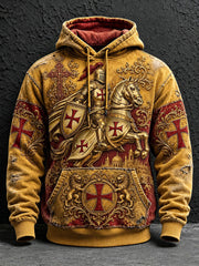 Men's Templar Print Oversized Drop-Shoulder Hoodie With Pockets