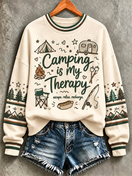 Women's Camping Print Sweatshirt