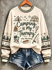 Women's Camping Print Sweatshirt