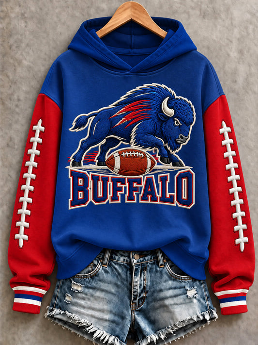 Women's Football Lover Buffalo Print Hoodies