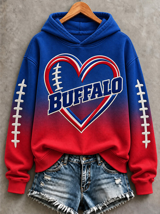 Women's Football Lover Buffalo Print Hoodies