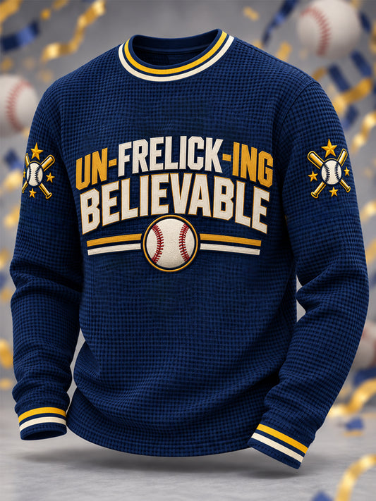 Men's Gift For Baseball Fans Casual Waffle Long Sleeve T-Shirt