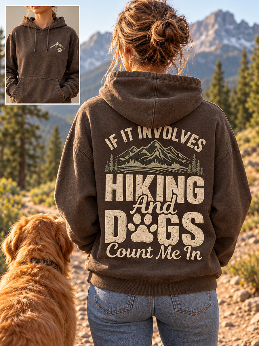 Women's Hiking Dogs Lover Printed Hoodie