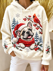 Women's Christmas Print Flannel Hoodie