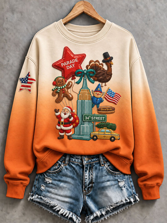 Women's Thanksgiving Day Parade Print Casual Sweatshirt