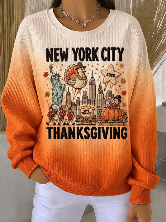 Women's Thanksgiving Day Parade Print Casual Sweatshirt