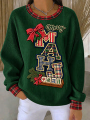 Women's Christmas Mahjong Print Casual Sweatshirt