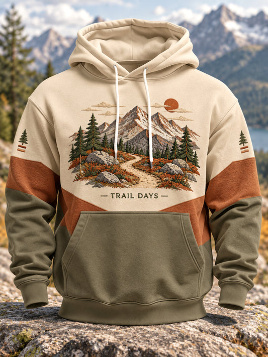 Men's Wilderness Trail Print Hike Lovers Casual Hoodie