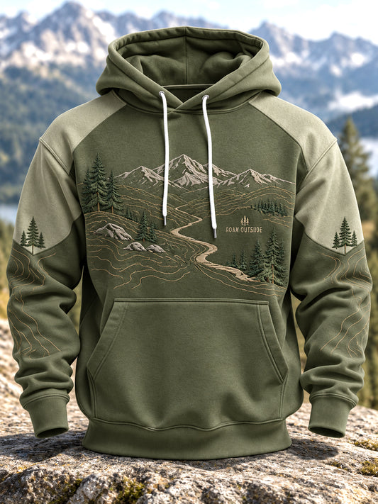 Men's Wilderness Trail Print Hike Lovers Casual Hoodie