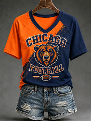 Women's Football Gameday Gift For Football Fans Casual V-Neck Tee