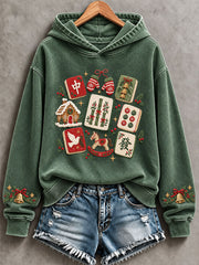 Women's Christmas Mahjong Print Casual Sweatshirt