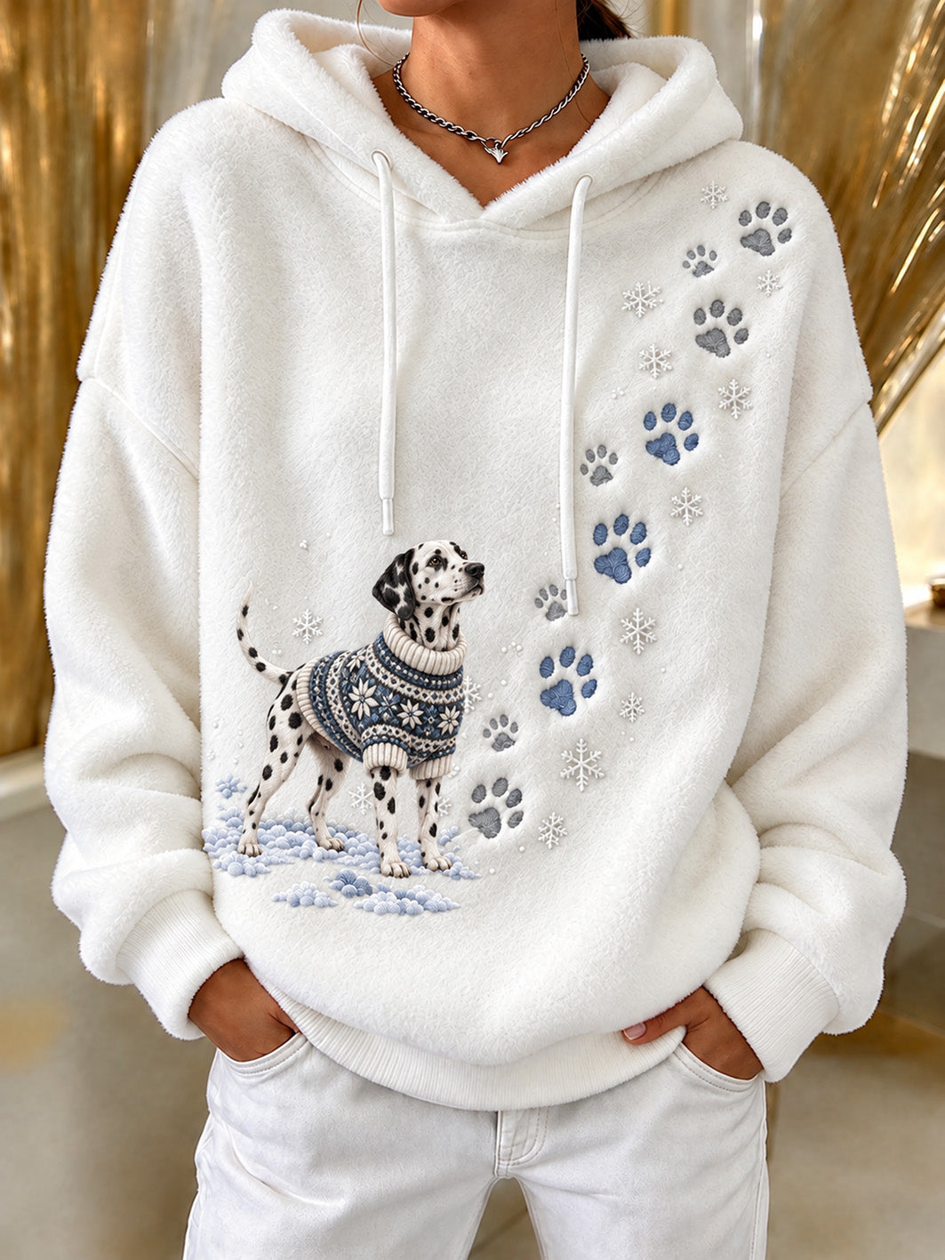 Women's Winter Dalmatian Pattern Causal Flannel Hoodie